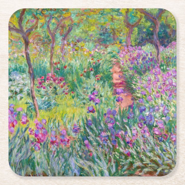 Claude Monet - Iris Garden at Giverny Underlägg Papper Kvadrat (Framsidan)