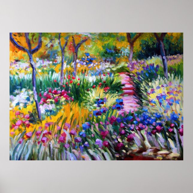 Claude Monet: Iris Garden av Giverny Poster (Framsidan)