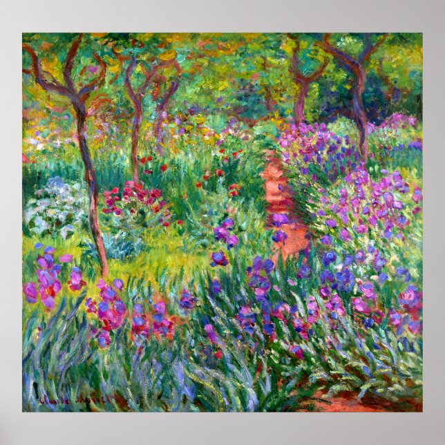 Claude Monet: Iris Garden på Giverny Poster (Framsidan)