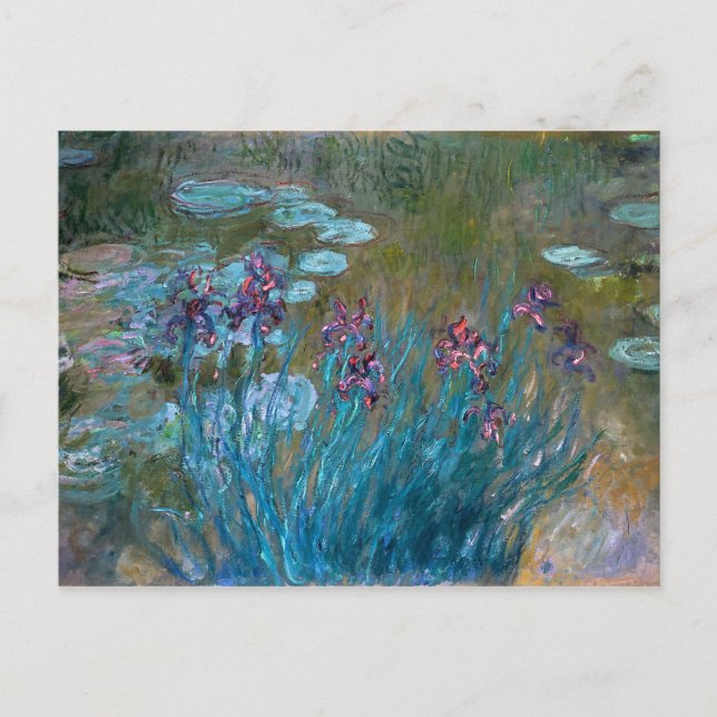 Claude Monet: Irises and Vatten Lilies Vykort (Framsida)