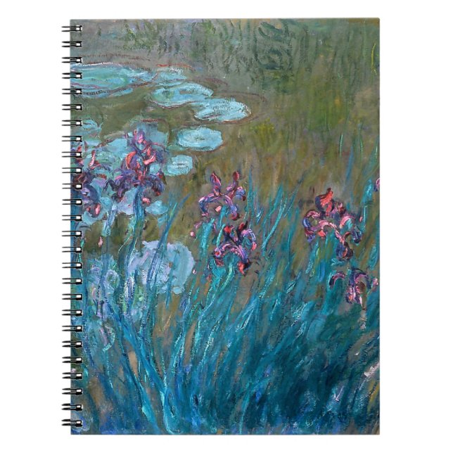 Claude Monet: Irises och näckrosor Anteckningsbok Med Spiral (Framsidan)