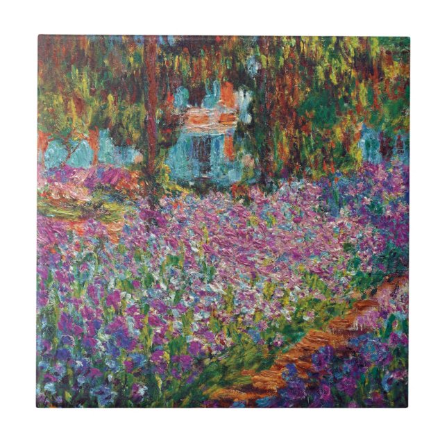 Claude Monet - Irismen i Monets Garden Fine Art Kakelplatta (Framsidan)