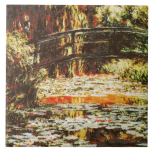 Claude monet - Japansk bro och vatten lilies Kakelplatta