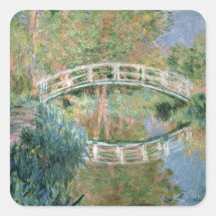 Claude Monet Japanska bron, Giverny Fyrkantigt Klistermärke