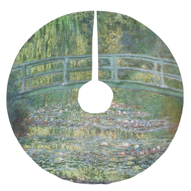 Claude Monet Japanska Bron Vattenlilja Konst Julgransmatta Borstad Polyester (Framsidan)