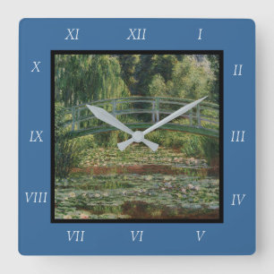 Claude Monet Japanska Footbridge & Vatten Lily Bas Fyrkantig Klocka