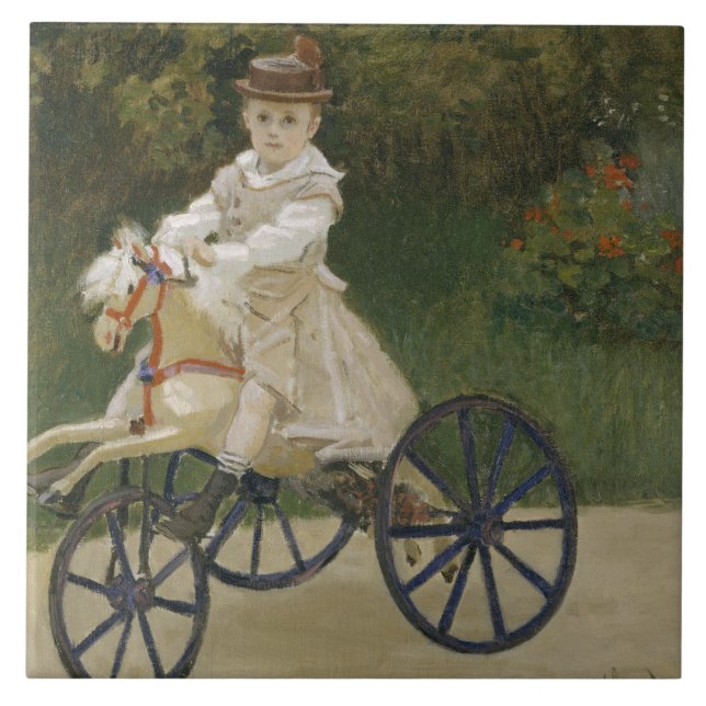 Claude Monet - Jean Monet om sin Hobby Horse Kakelplatta (Framsidan)