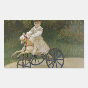Claude Monet - Jean Monet om sin Hobby Horse Rektangulärt Klistermärke