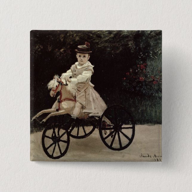 Claude Monet | Jean Monet på hans hobbyhäst, 1872 Knapp (Framsida)