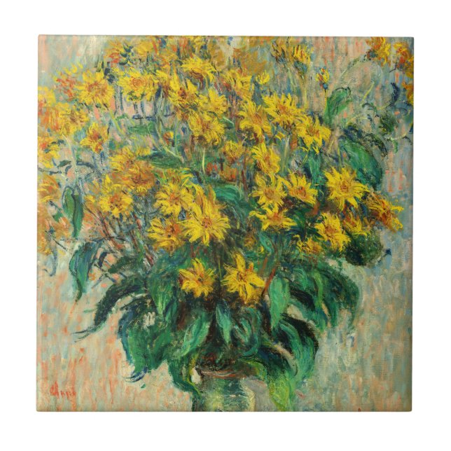 Claude Monet - Jerusalem Artichoke Flowers Kakelplatta (Framsidan)