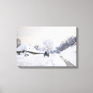 Claude Monet - Kärran på den snöiga vägen vid Honf Canvastryck