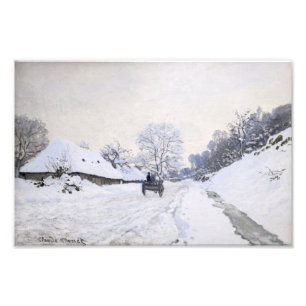 Claude Monet - Kärran på den snöiga vägen vid Honf Fototryck