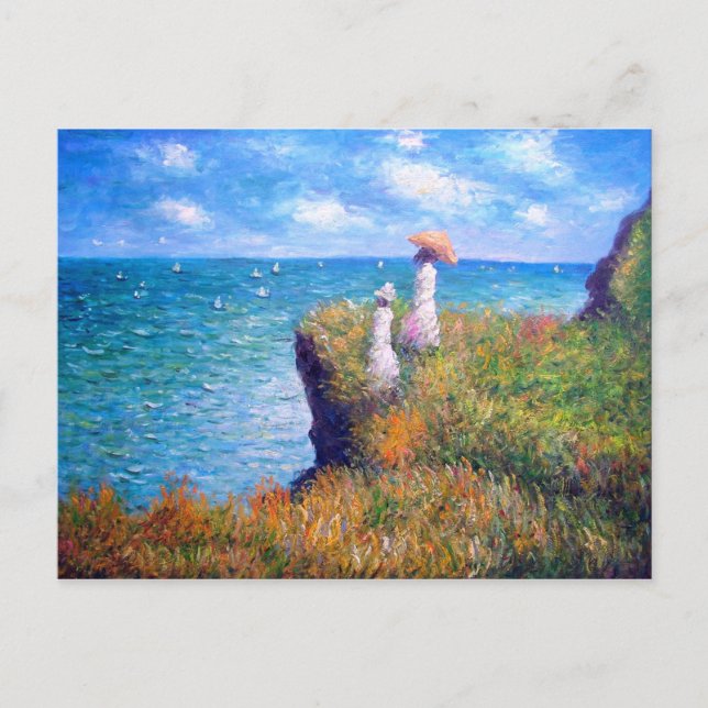 Claude Monet: Klippan går på Pourville Vykort (Framsida)