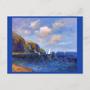 Claude Monet, klippor och segelbåtar i Pourville Vykort