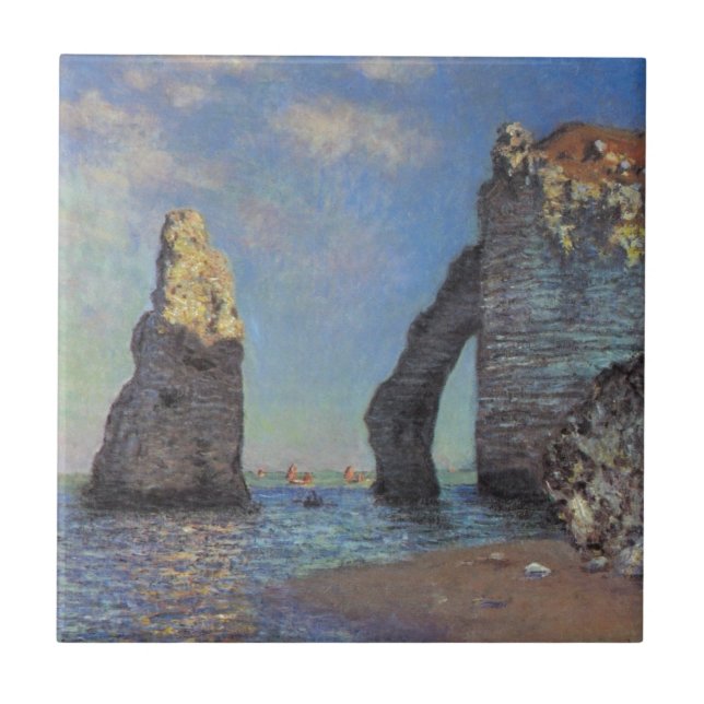 Claude Monet klipporna på Etretat ödegåvor Kakelplatta (Framsidan)