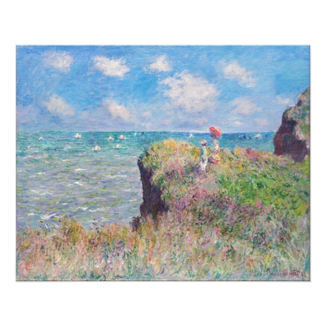 Claude Monet - Klipppromenad i Pourville Fototryck (Framsidan)