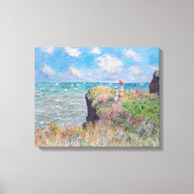 Claude Monet - Klipppromenad vid Pourville Canvastryck (Framsida)