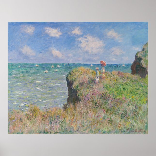 Claude Monet Klipppromenad vid Pourville   Poster (Framsidan)