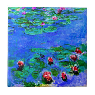 Claude Monet konst: Vattenliljor (röd), Kakelplatta