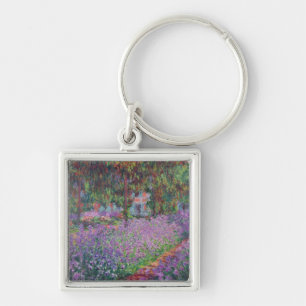 Claude Monet Konstnären i Giverny Fyrkantig Silverfärgad Nyckelring