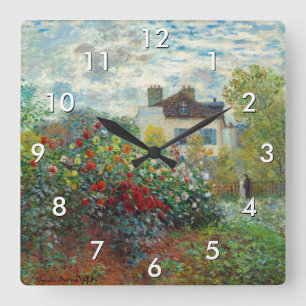 Claude Monet - Konstnärens Garden i Argentina Fyrkantig Klocka