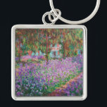 Claude Monet - Konstnärens Garden på Giverny Fyrkantig Silverfärgad Nyckelring<br><div class="desc">Konstnärens Garden vid Giverny/Le Jardin de l'artiste a Giverny - Claude Monet,  1900</div>