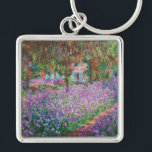 Claude Monet - Konstnärens Garden på Giverny Fyrkantig Silverfärgad Nyckelring<br><div class="desc">Konstnärens Garden vid Giverny/Le Jardin de l'artiste a Giverny - Claude Monet,  1900</div>