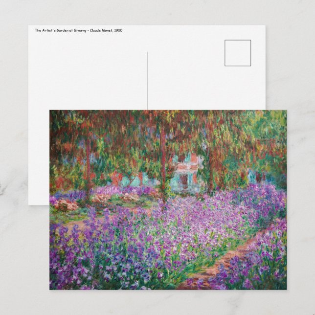 Claude Monet - Konstnärens Garden på Giverny Vykort (Fram/baksida)