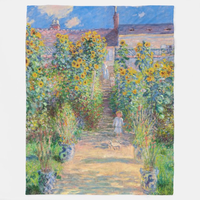Claude Monet - Konstnärens Garden vid Vetheuil Fleecefilt (Framsidan)