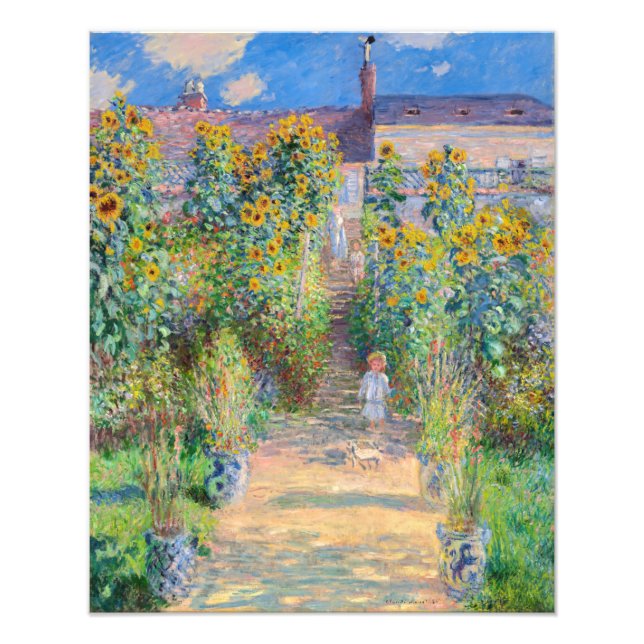 Claude Monet - Konstnärens Garden vid Vetheuil Fototryck (Framsidan)