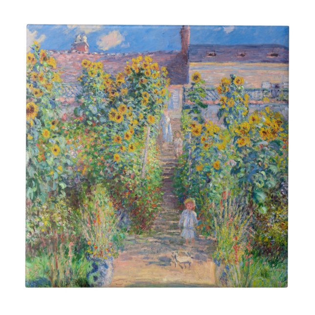 Claude Monet - Konstnärens Garden vid Vetheuil Kakelplatta (Framsidan)