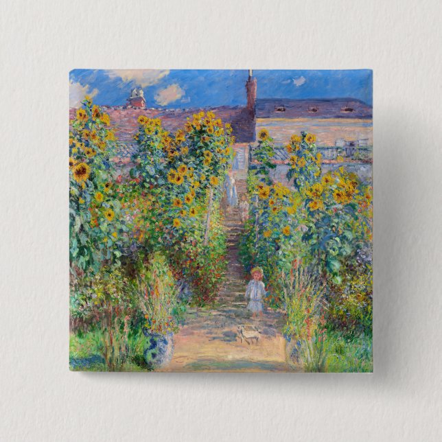 Claude Monet - Konstnärens Garden vid Vetheuil Knapp (Framsida)
