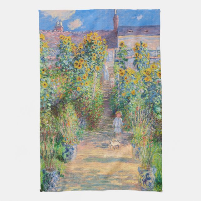 Claude Monet - Konstnärens Garden vid Vetheuil Kökshandduk (Vertikal)