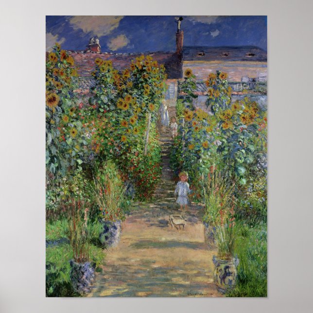 Claude Monet | Konstnärens Garden vid Vetheuil Poster (Framsidan)