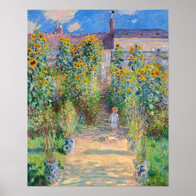Claude Monet - Konstnärens Garden vid Vetheuil Poster (Framsidan)