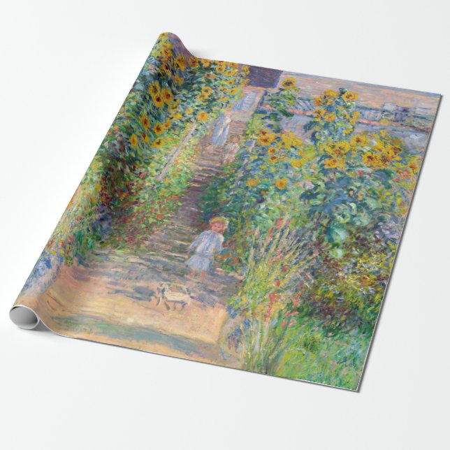 Claude Monet - Konstnärens Garden vid Vetheuil Presentpapper (Utrullad)