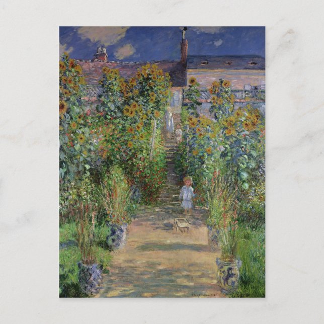 Claude Monet | Konstnärens Garden vid Vetheuil Vykort (Framsida)