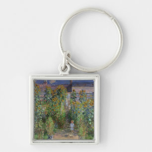 Claude Monet konstnärens trädgård på Vetheui Fyrkantig Silverfärgad Nyckelring