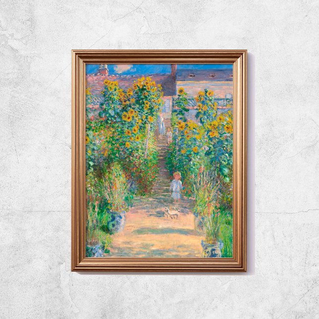 Claude Monet konstnärer Garden Sunwers Old Art Poster (Claude Monet The Artists Garden Sunflowers Old Art Poster
)