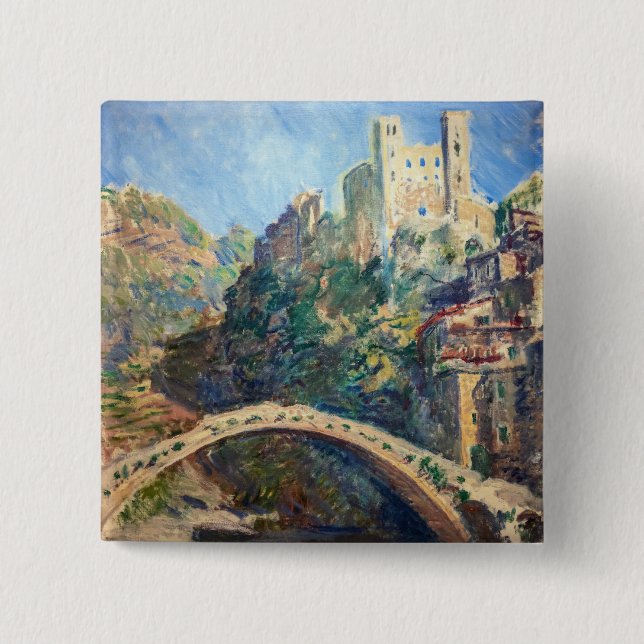 Claude Monet-konstverk - Castle of Dolceacqua Knapp (Framsida)