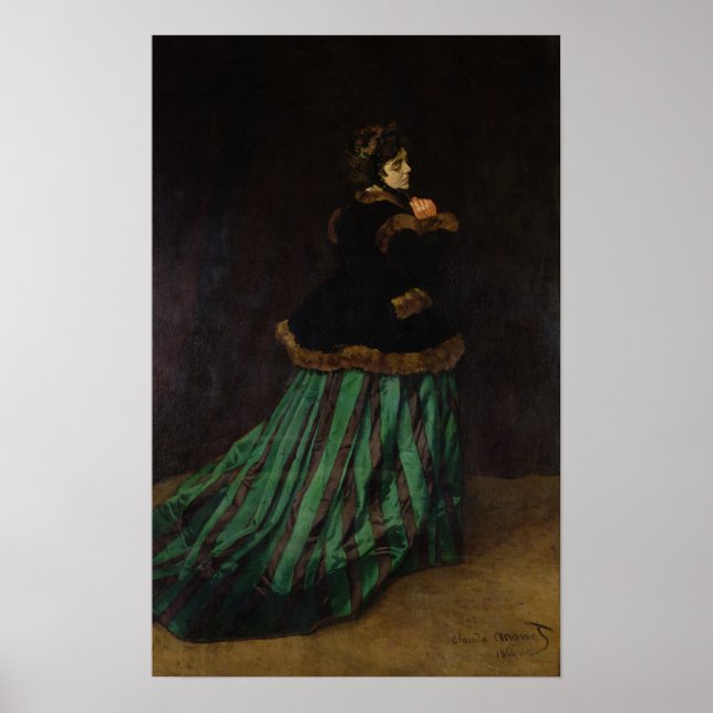 Claude Monet | Kvinna i Grönt Dress 1866 Poster (Framsidan)