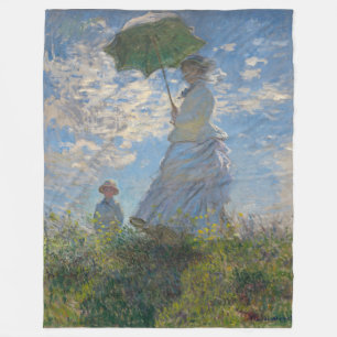 Claude Monet Kvinna med parasoll Konstverk Fleecefilt