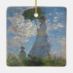 Claude Monet Kvinna med parasoll Konstverk Julgransprydnad Keramik