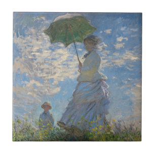 Claude Monet Kvinna med parasoll Konstverk Kakelplatta