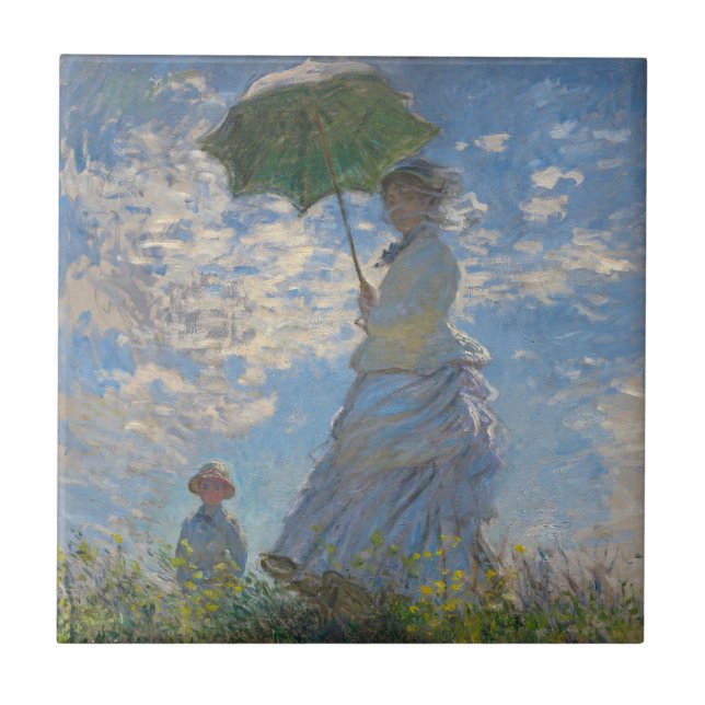 Claude Monet Kvinna med parasoll Konstverk Kakelplatta (Framsidan)