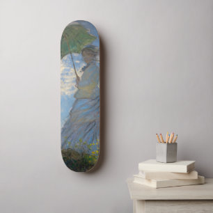 Claude Monet Kvinna med parasoll Konstverk Mini Skateboard Bräda 18,5 Cm