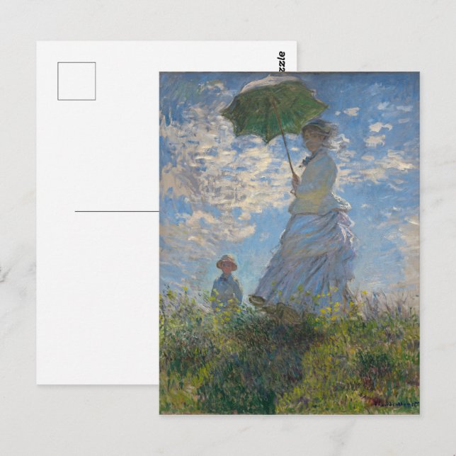 Claude Monet Kvinna med parasoll Konstverk Vykort (Fram/baksida)
