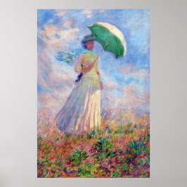 Claude Monet - Kvinna med parasoll vänd åt höger Poster