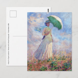 Claude Monet - Kvinna med parasoll vänd åt höger Vykort