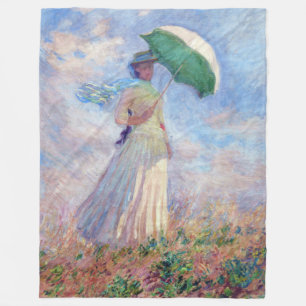 Claude Monet - Kvinna med Parasolvänd höger Fleecefilt